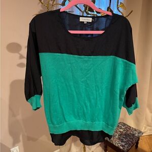 Calvin Klein Women's Black and Green Top